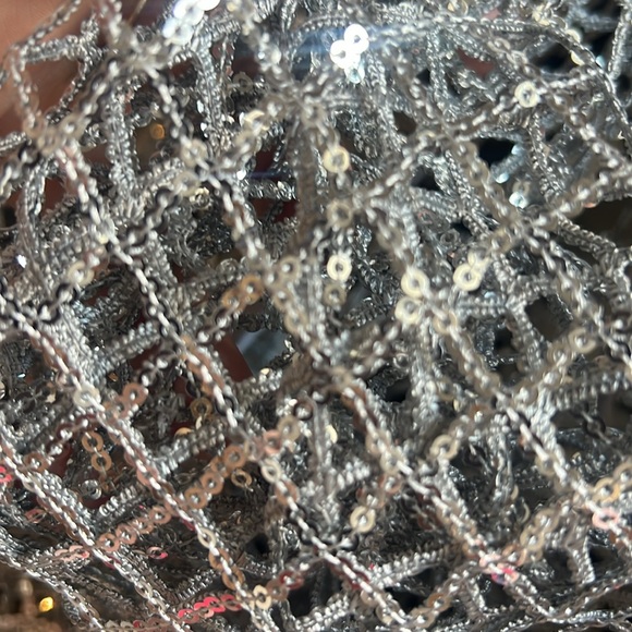 For Love & Lemon’s Fawn long sleeve silver sparkling fishnet dress NWT - Picture 6 of 11